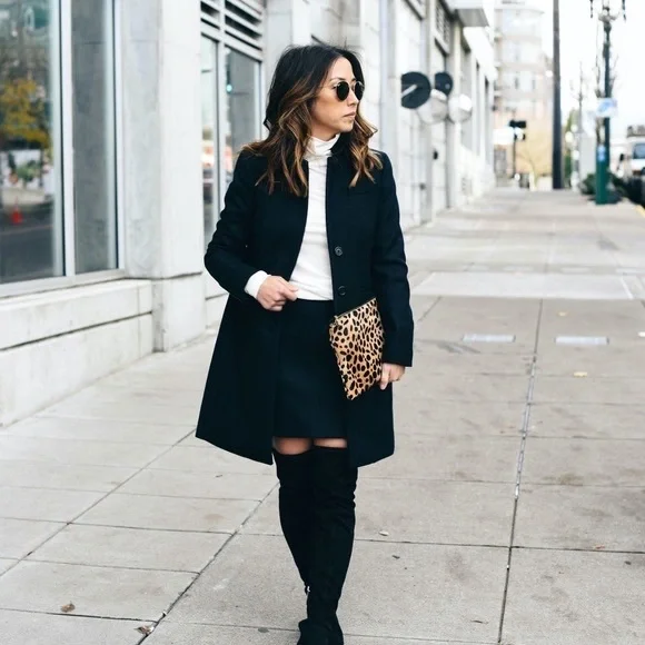 J.Crew Regent wool Double Serge Black TopCoat C8552